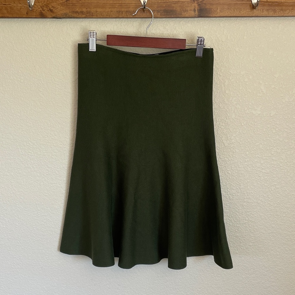 DE Collection Skater Olive Green Knit Circle Skirt S Flare